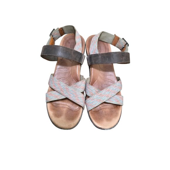 Keen Women's Multicolor/Leather Strap Wedge Sandals Adjustable Buckle Size 9 - Picture 1 of 8